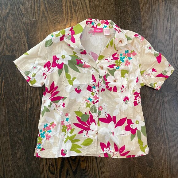 Vintage Tropical Print Blouse - Cappagallo Petite MP - Picture 1 of 6